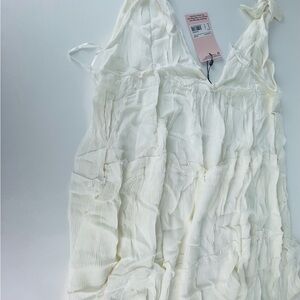 CHEESECLOTH TIE SHOULDER PANEL DRESS white